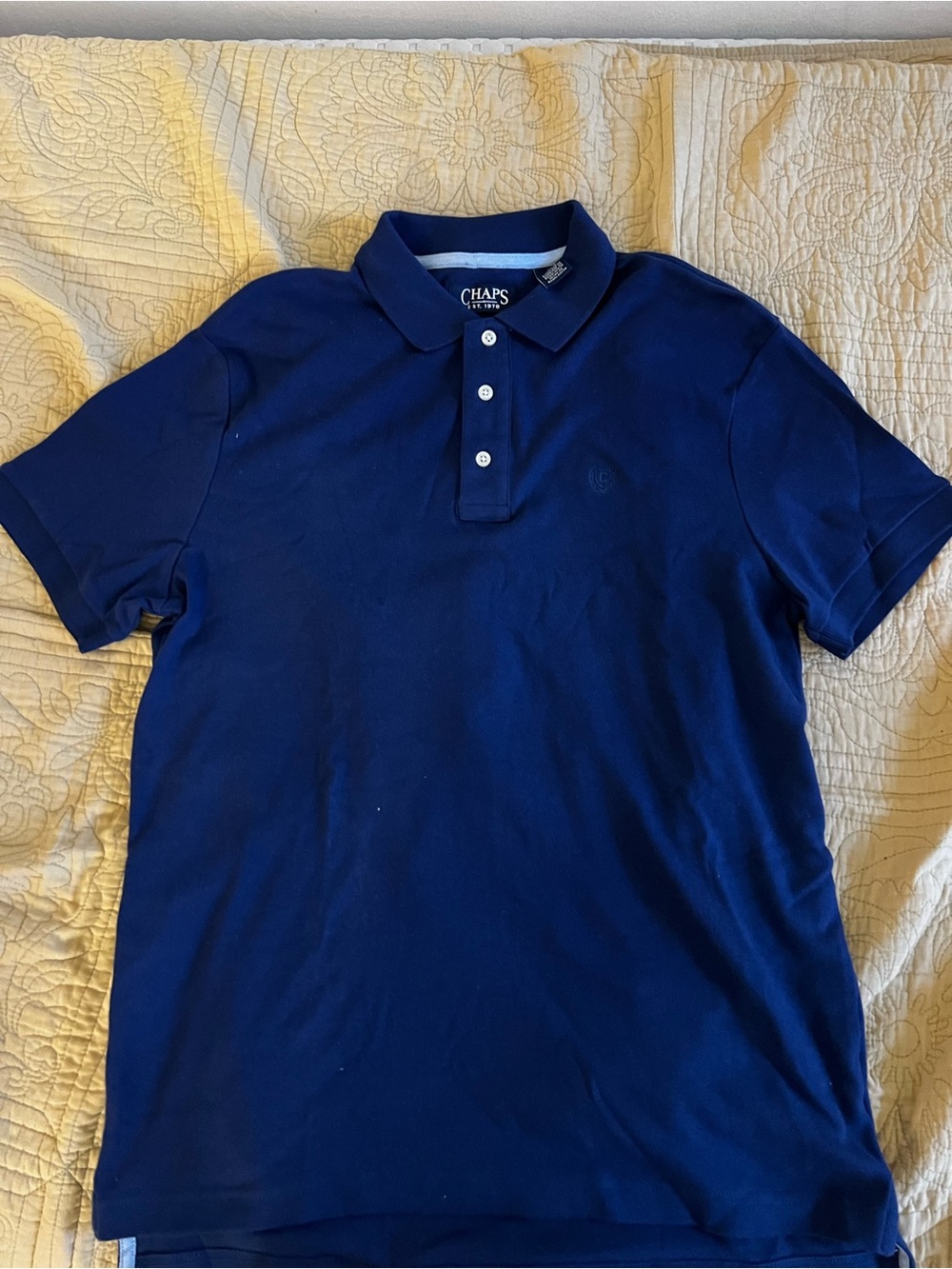 Vintage Chaps Medium Deep Blue Polo Shirt with Contrast Buttons